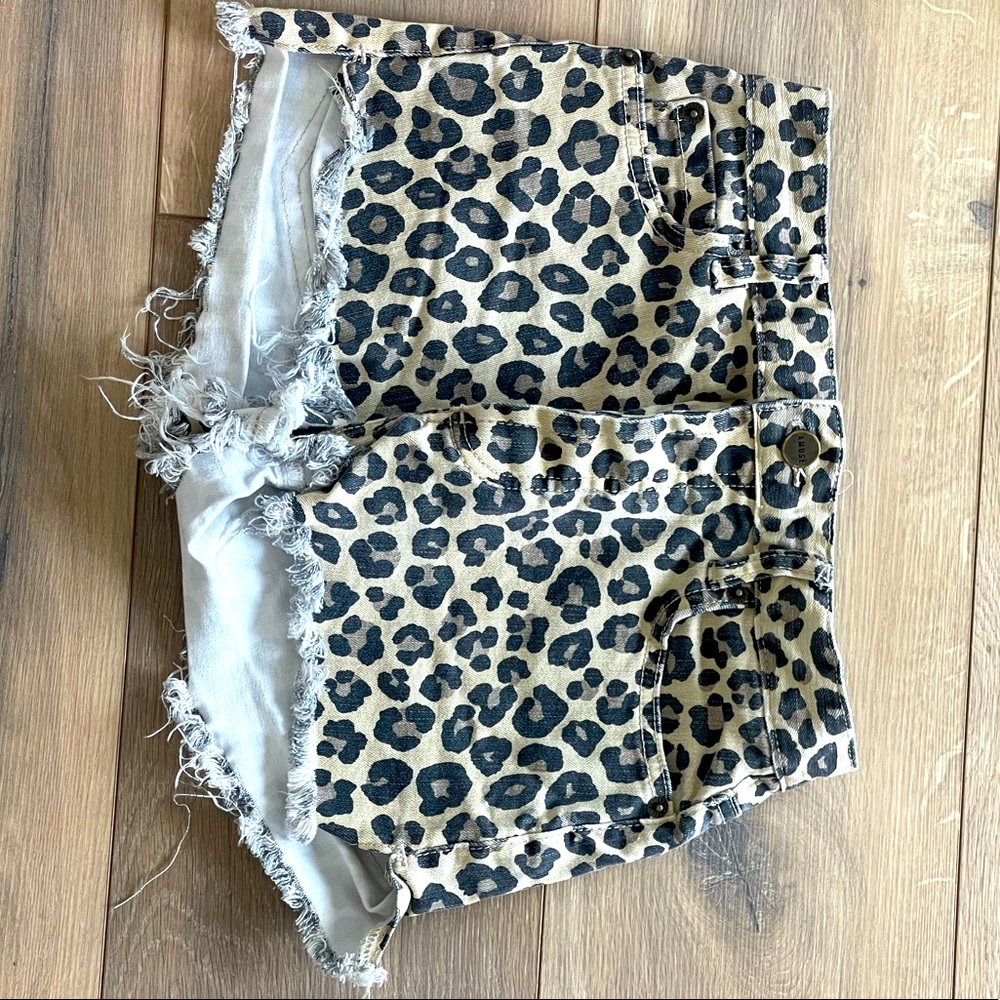Cheetah jean shorts